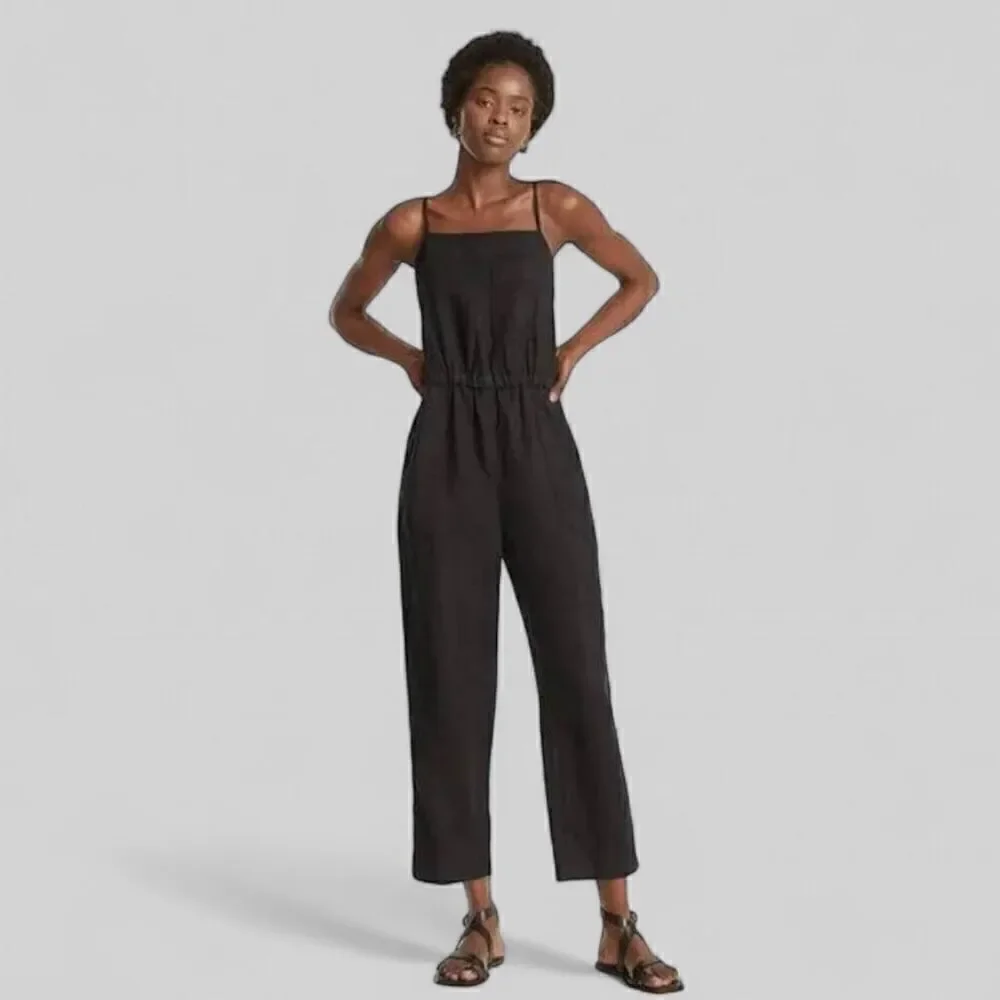 Everlane The Linen Shoestring Jumpsuit Black Size S NWT
